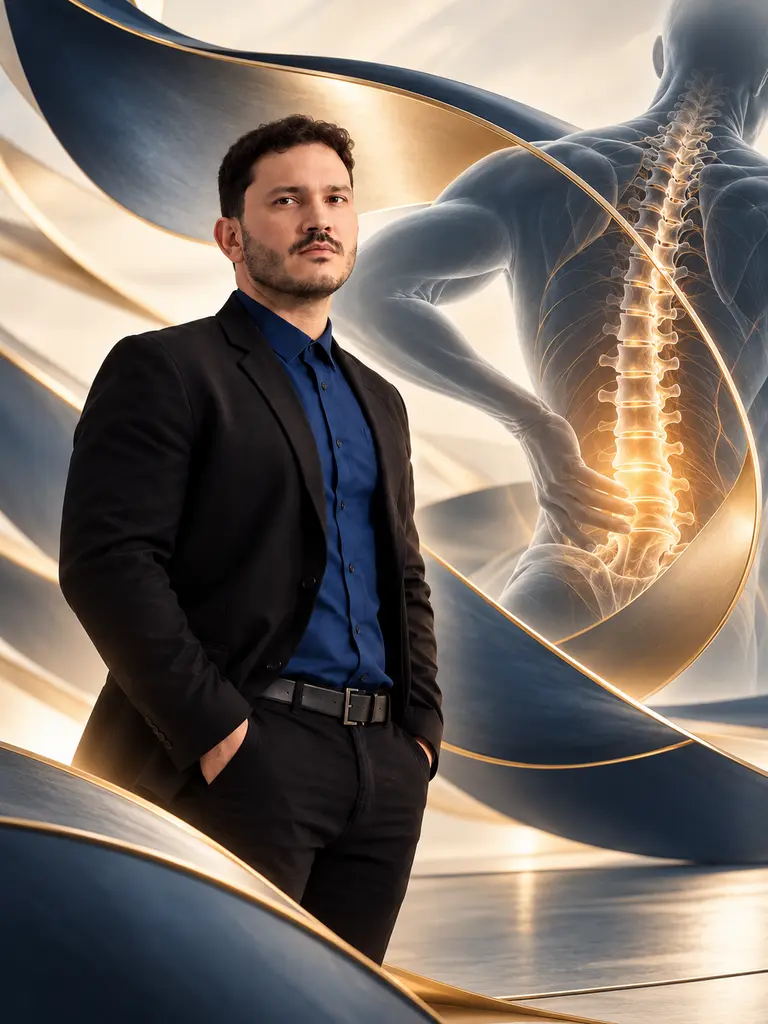 Composição ilustrativa do Dr. Marconde — Avaliação ortopédica da coluna e dor lombar.